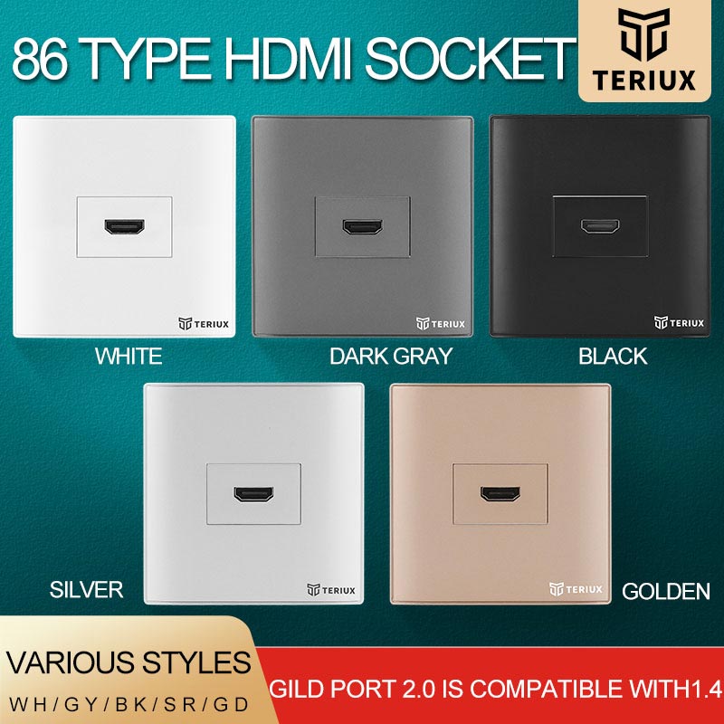 Soquete de parede HDMI de 1 orifício